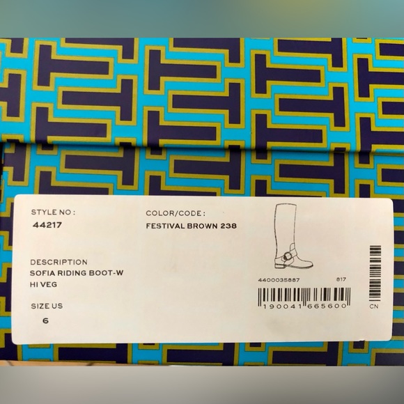 New Tory Burch Sofia Riding Boot Festival Brown Size 6 Extended Calf - Picture 11 of 11